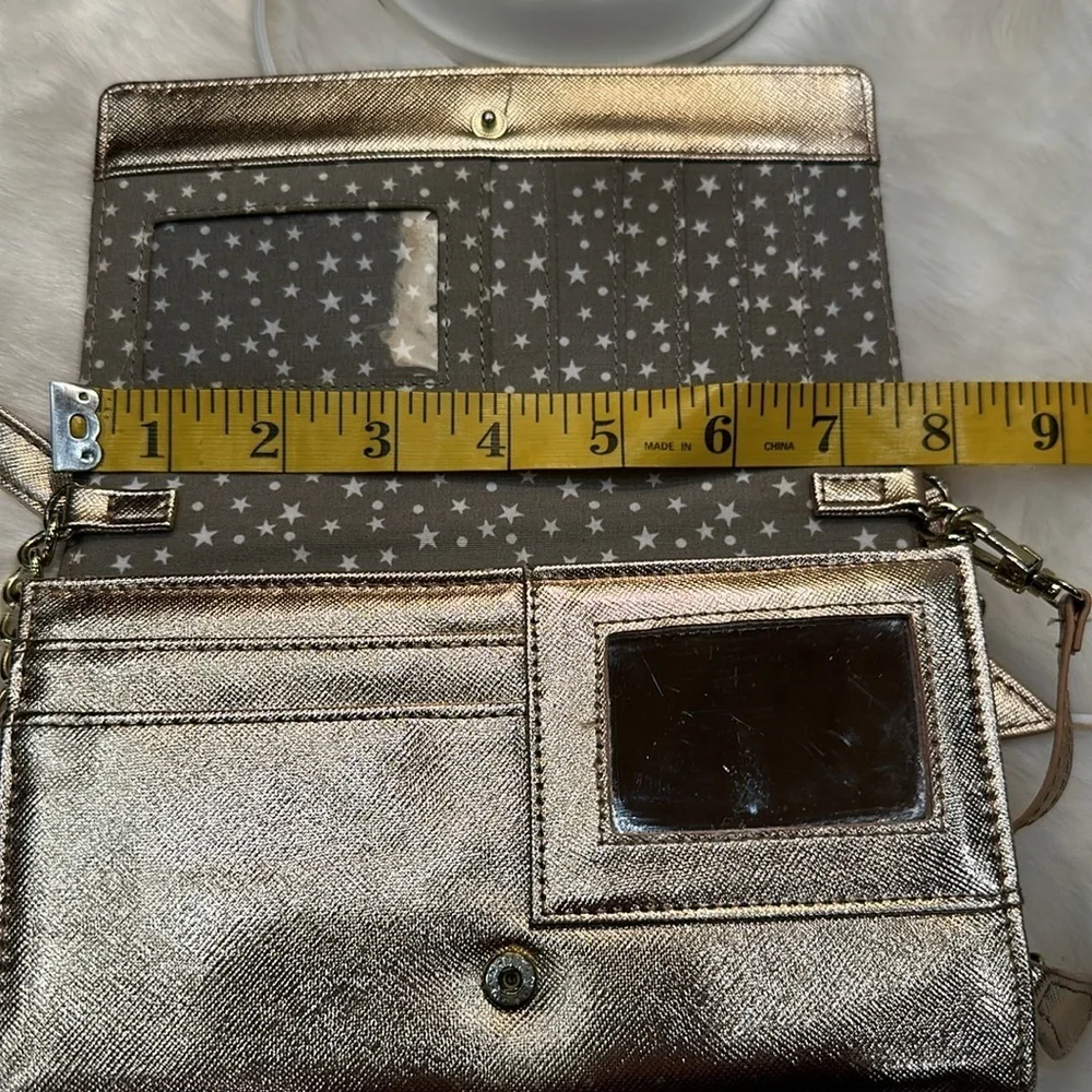 Luv Betsey crossbody wallet purse rose gold w/ gold accents and star purse charm